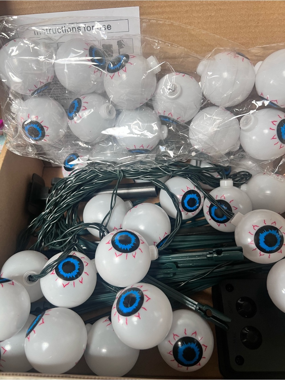 Halloween Eyeball String Lights - White and Blue Party Decoration